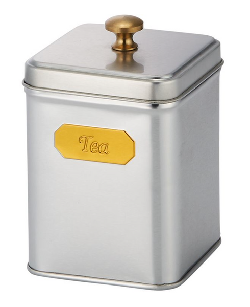 Tea Tin with decorative plate "TEA"